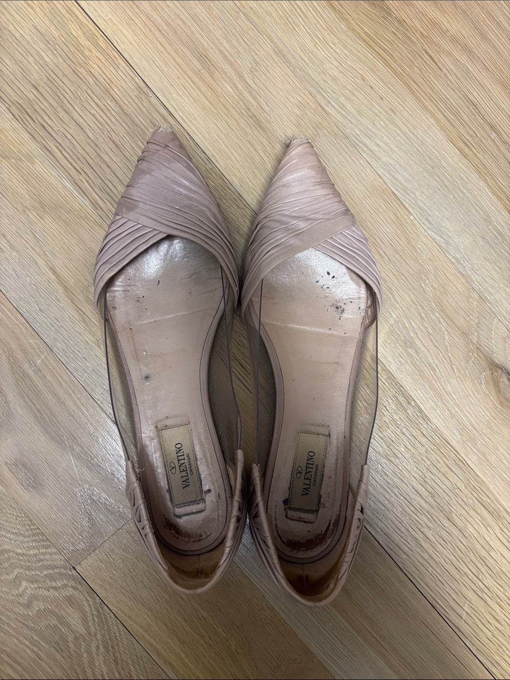 Valentino Women's Pointed Ballet Flats in Blush Pink